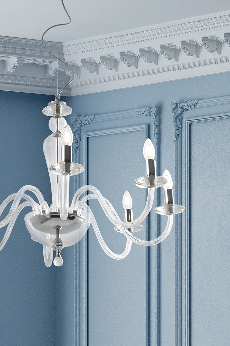CRISTELLE - APPLIQUE IN VETRO BIANCO E14 IP20 - immagine 4
