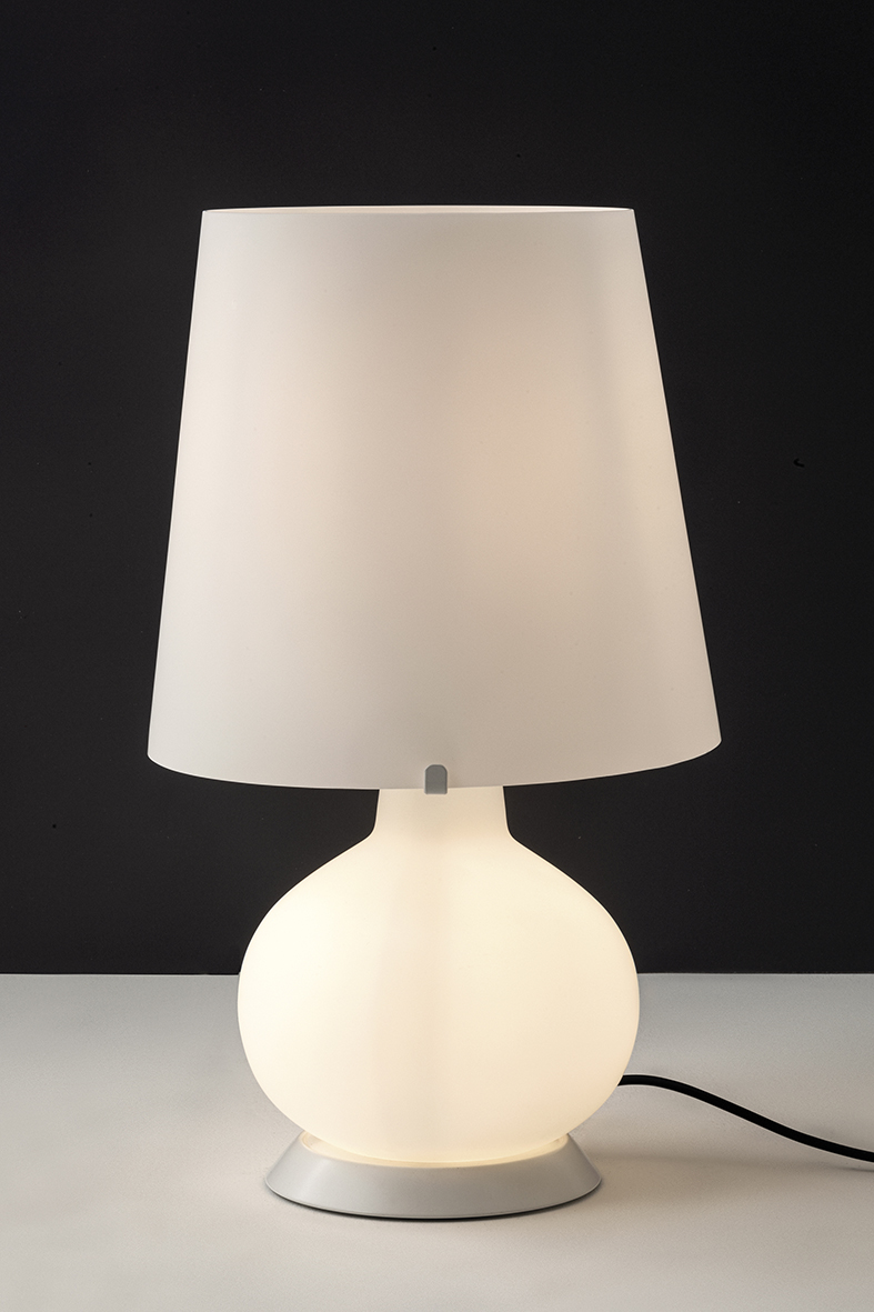 JUDY - LAMPADA DA TAVOLO BIANCA/VETRO BIANCO SATINATO E14+E27 IP20 32CM - immagine 2