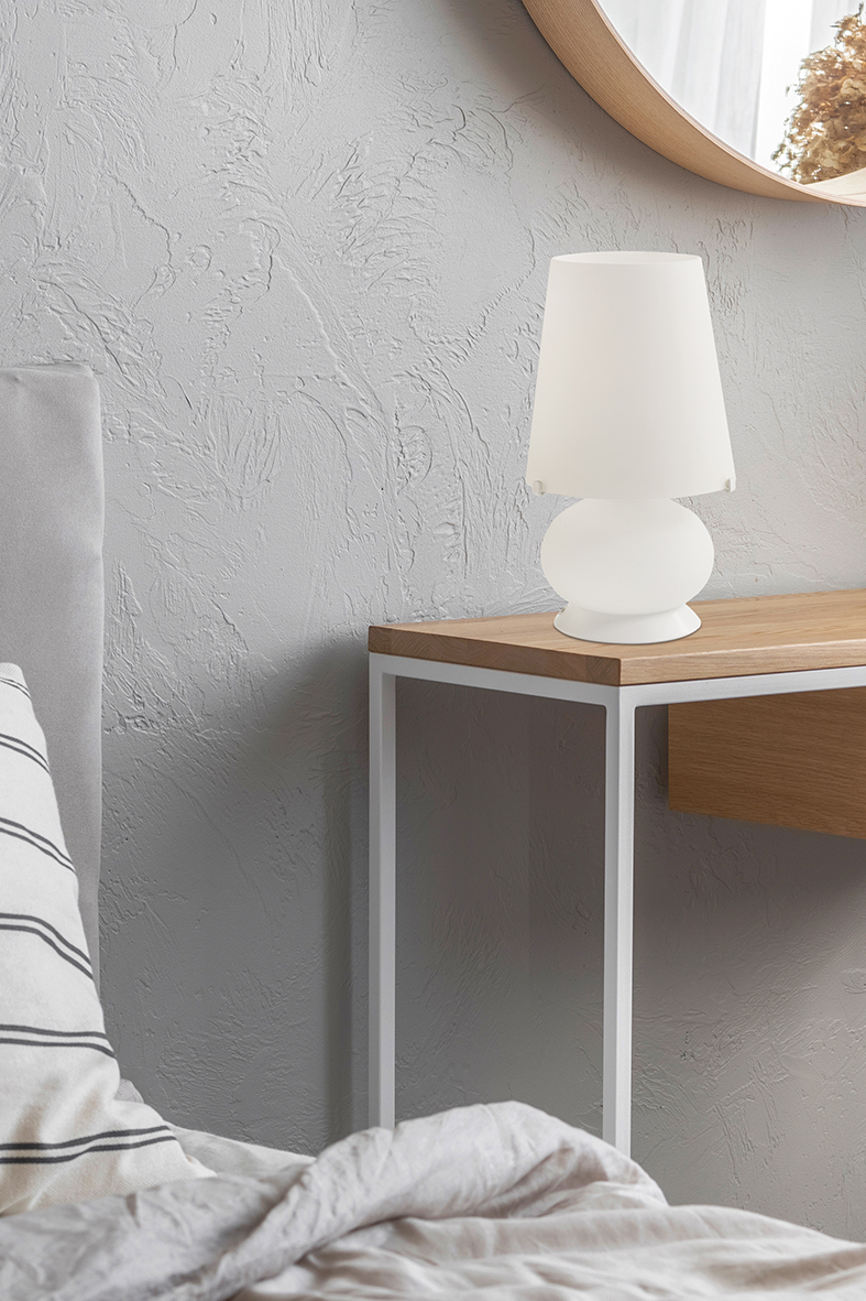 JUDY - LAMPADA DA TAVOLO BIANCA/VETRO BIANCO SATINATO E14+E27 IP20 32CM - immagine 3