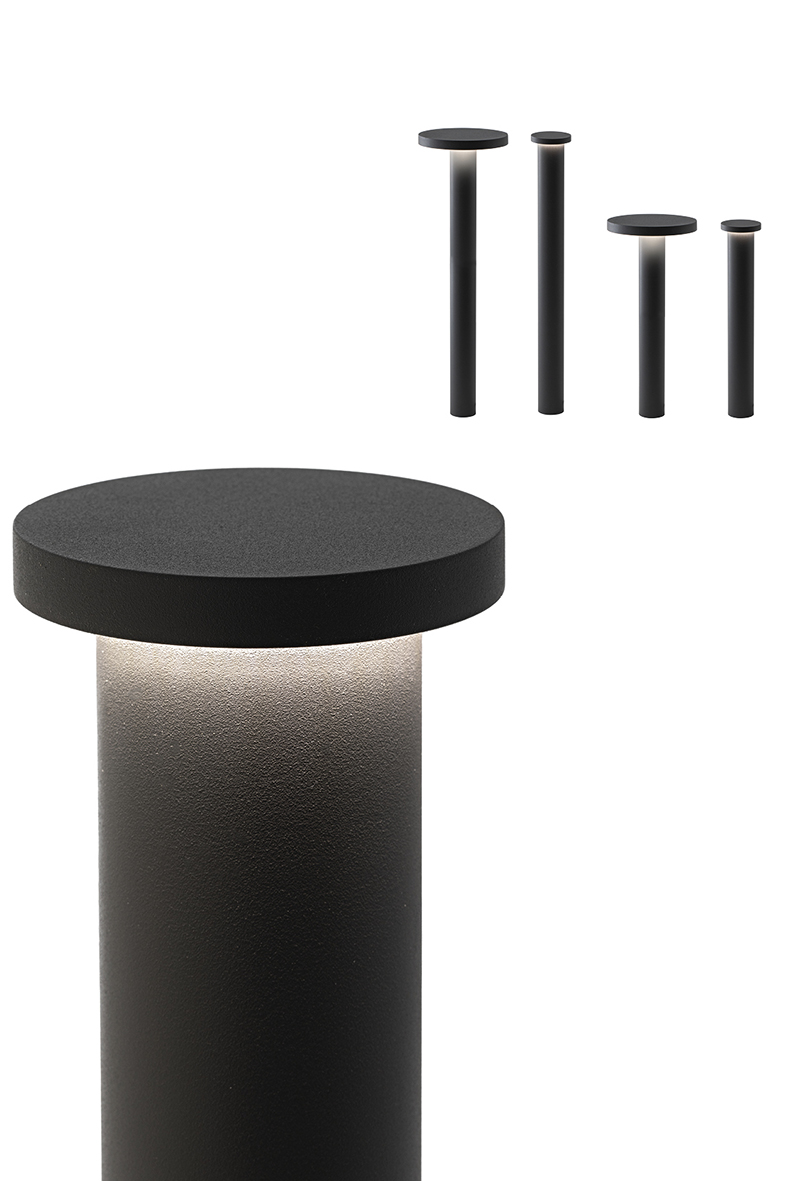 TIBERIO - BOLLARD ANTRACITE LED 10W 82° IP65 3000K CRI80 20D 45CM - immagine 3