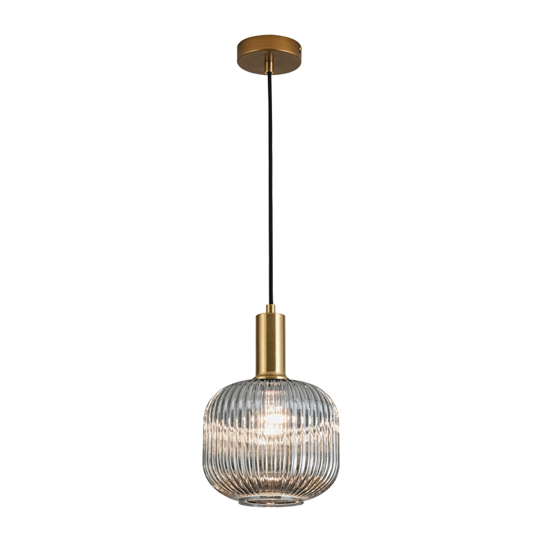 ANTIGONE – SOSPENSIONE BRONZO/VETRO GRIGIO E27 IP20 20CM