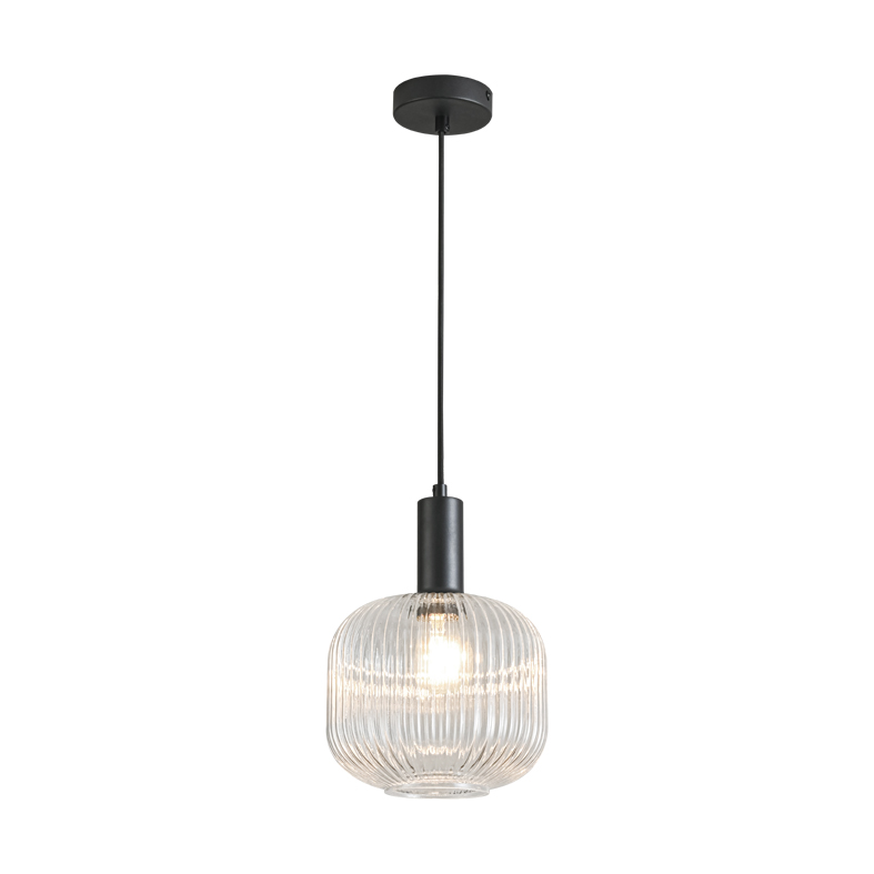 ANTIGONE – SOSPENSIONE NERA/VETRO CRISTALLO E27 IP20 20CM