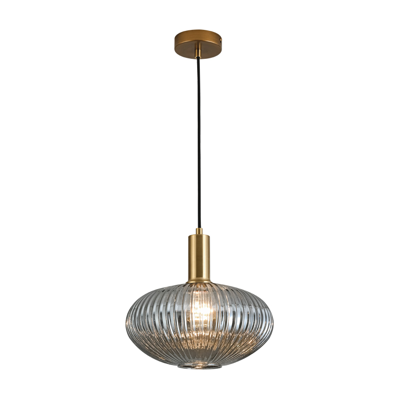 ANTIGONE – SOSPENSIONE BRONZO/VETRO GRIGIO E27 IP20 30CM
