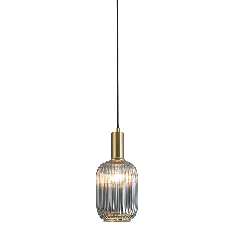ANTIGONE – SOSPENSIONE BRONZO/VETRO GRIGIO E27 IP20 14CM