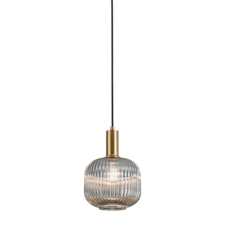 ANTIGONE – SOSPENSIONE BRONZO/VETRO GRIGIO E27 IP20 20CM