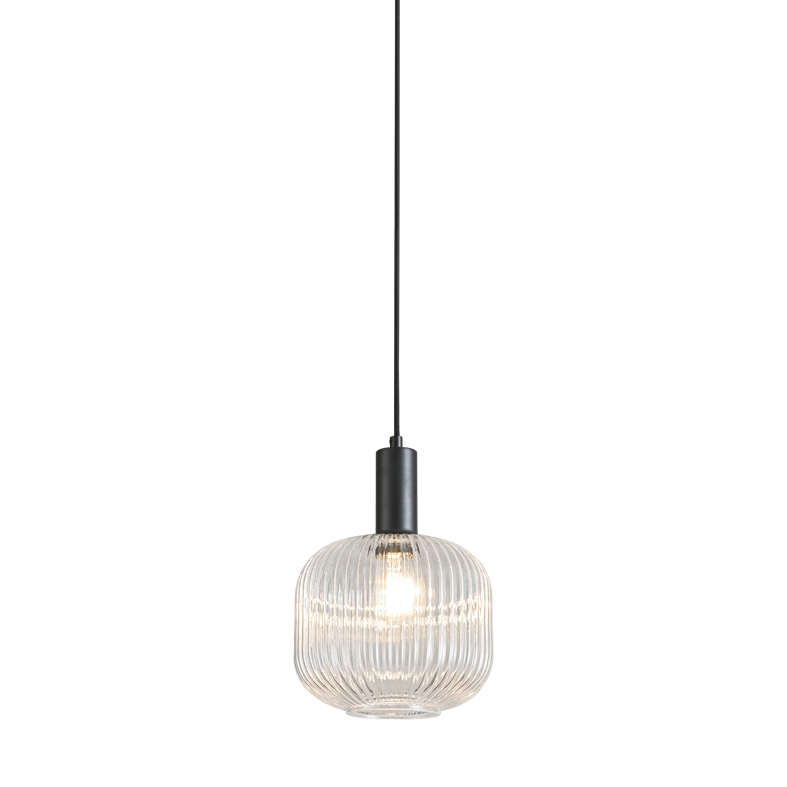 ANTIGONE – SOSPENSIONE NERA/VETRO CRISTALLO E27 IP20 20CM