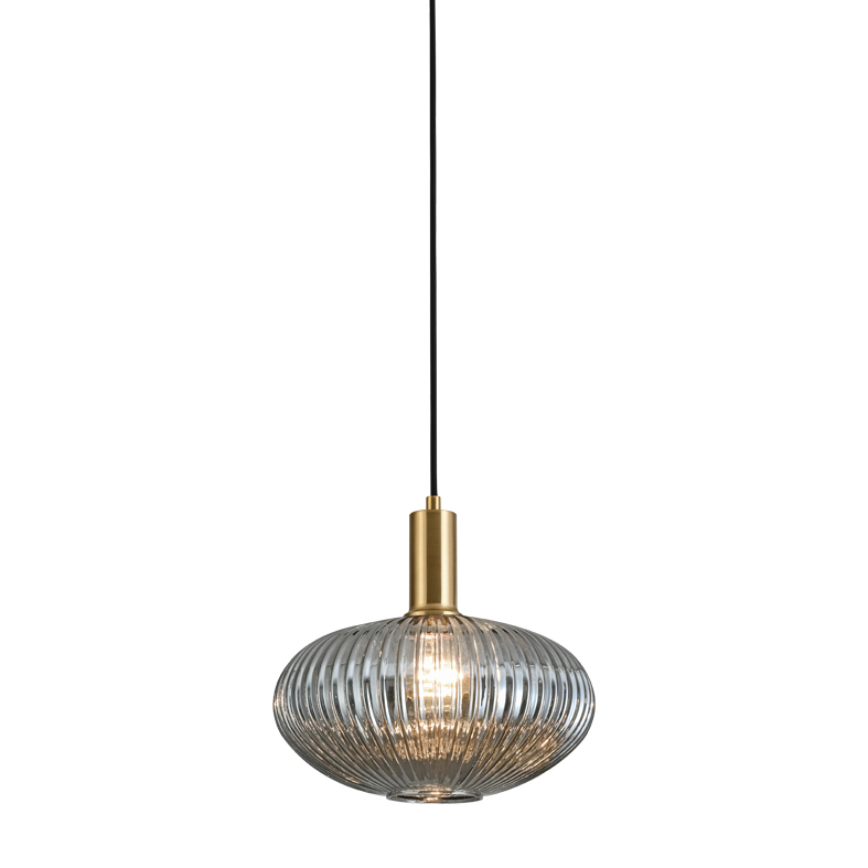 ANTIGONE – SOSPENSIONE BRONZO/VETRO GRIGIO E27 IP20 30CM