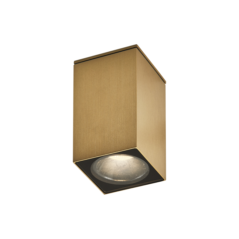 ARGO – DOWNLIGHT A PLAFONE QUADRATO ORO CON LAMPADINA GU10 MINI 3000K NERA