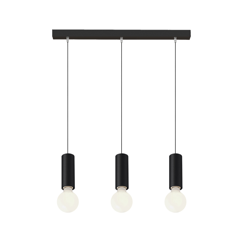 AXIOM EVO – SOSPENSIONE 3 ELEMENTI LINEARE NERA/NERA E27 60W 15CM