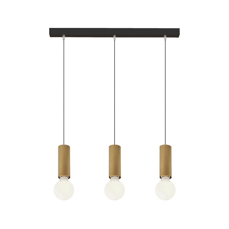 AXIOM EVO – SOSPENSIONE 3 ELEMENTI LINEARE NERA/ORO E27 60W 15CM