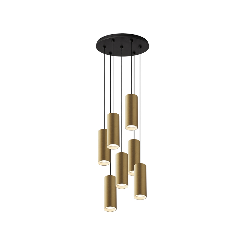 AXIOM EVO – SOSPENSIONE 7 ELEMENTI TONDA NERA/ORO GU10 50W 15CM