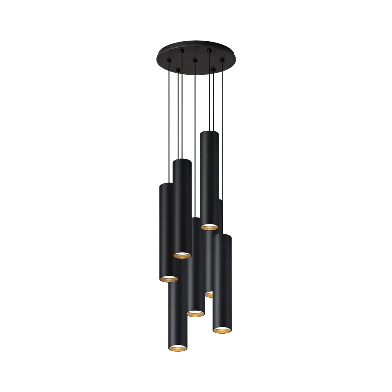 AXIOM EVO – SOSPENSIONE 7 ELEMENTI TONDA NERA/NERA GU10 50W 30CM