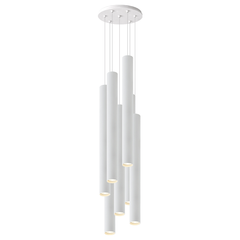 AXIOM EVO – SOSPENSIONE 7 ELEMENTI TONDA BIANCA/BIANCA GU10 50W 60CM