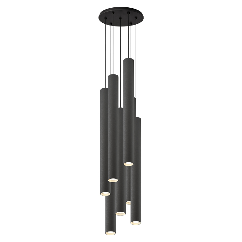 AXIOM EVO – SOSPENSIONE 7 ELEMENTI TONDA NERA/TITANIO GU10 50W 60CM