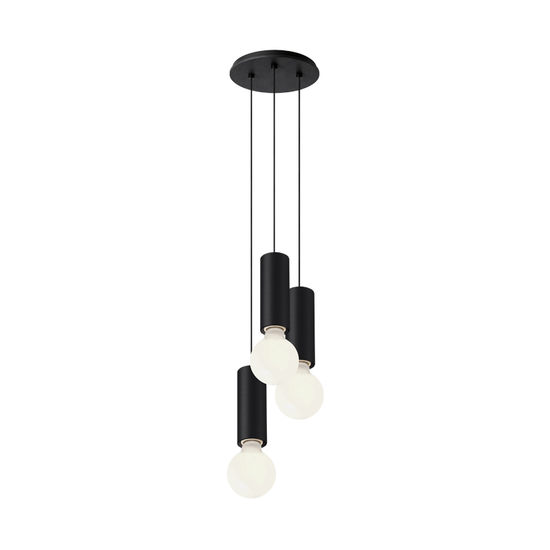 AXIOM EVO – SOSPENSIONE 3 ELEMENTI TONDA NERA/NERA E27 50W 15CM
