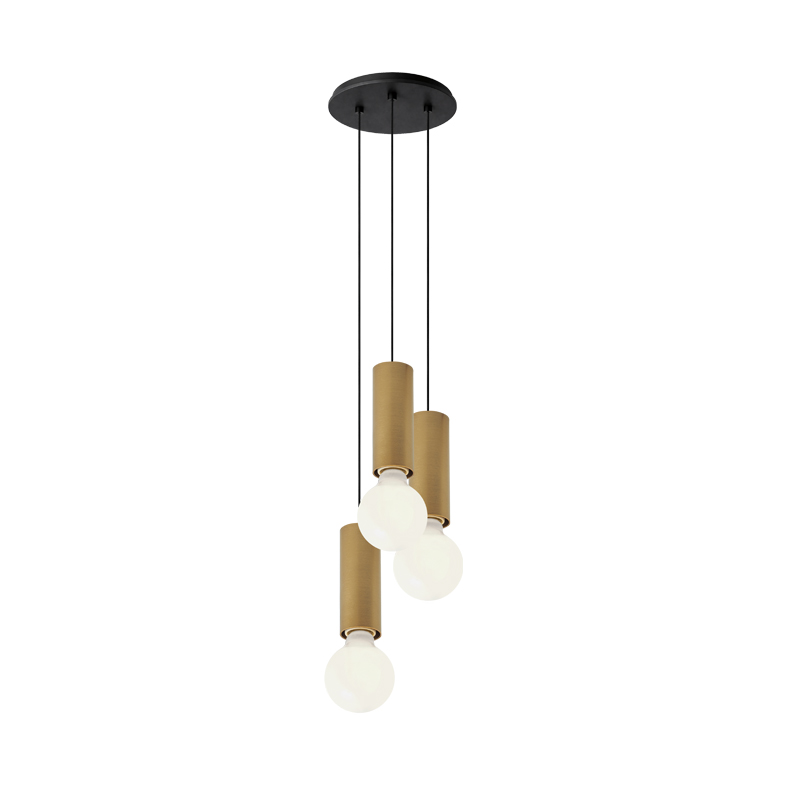 AXIOM EVO – SOSPENSIONE 3 ELEMENTI TONDA NERA/ORO E27 50W 15CM