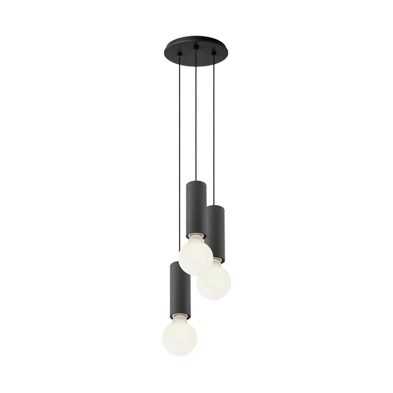 AXIOM EVO – SOSPENSIONE 3 ELEMENTI TONDA NERA/TITANIO E27 50W 15CM