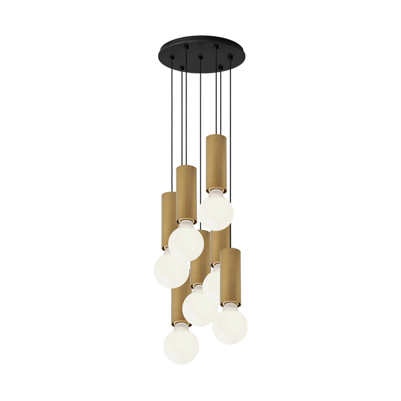 AXIOM EVO – SOSPENSIONE 7 ELEMENTI TONDA NERA/ORO E27 50W 15CM