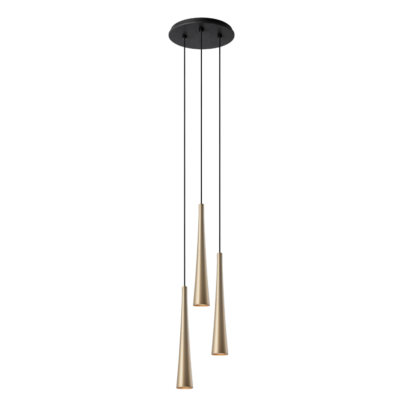 CORVINA EVO – SOSPENSIONE 3 ELEMENTI TONDA NERA/ORO GU10 IP20