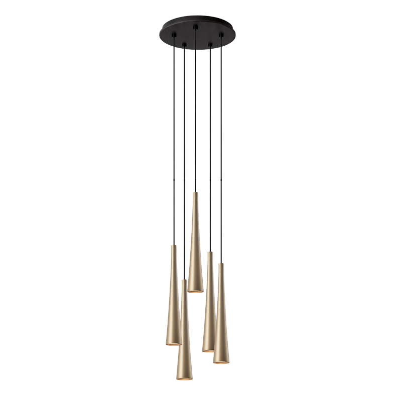 CORVINA EVO – SOSPENSIONE 5 ELEMENTI TONDA NERA/ORO GU10 IP20