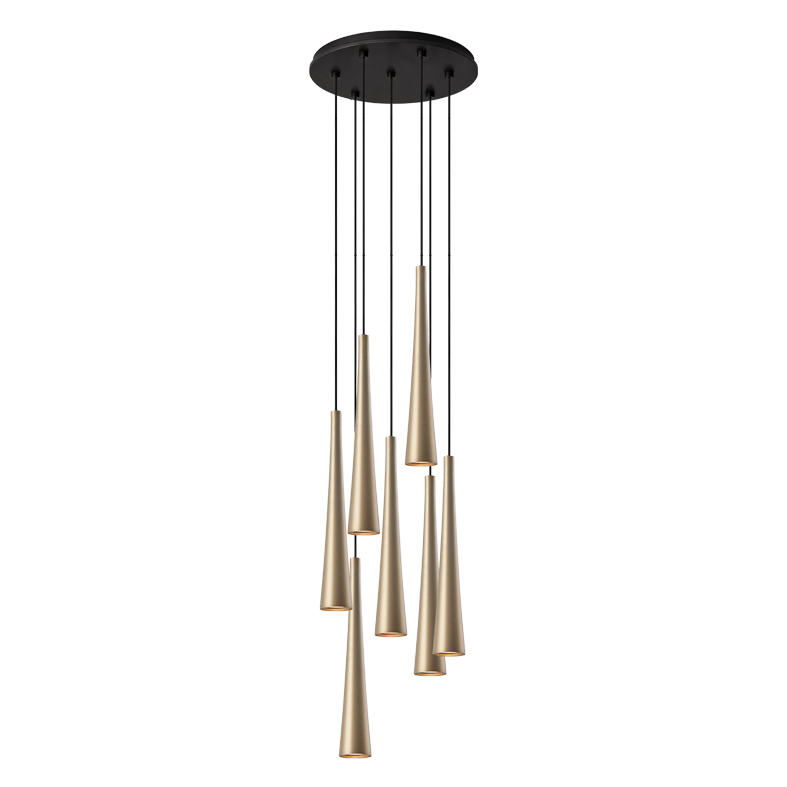 CORVINA EVO – SOSPENSIONE 7 ELEMENTI TONDA NERA/ORO GU10 IP20