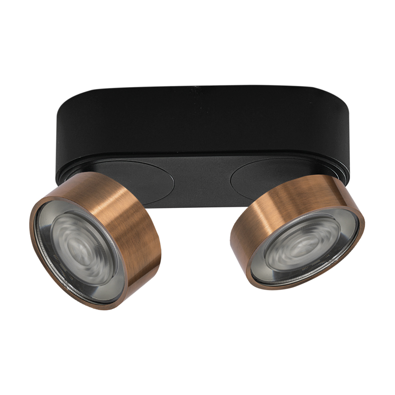 HOLE – APPLIQUE/PLAFONIERA NERO/RAME LED 2X6,4W IP20 3000K CRI90