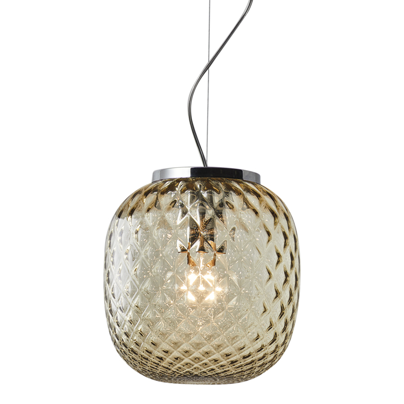 OBAN - SOSPENSIONE CROMO IN VETRO BALLOTON BRONZO