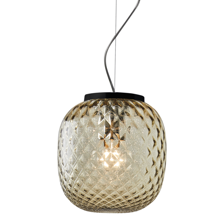 OBAN – SOSPENSIONE NERA IN VETRO BALLOTON BRONZO