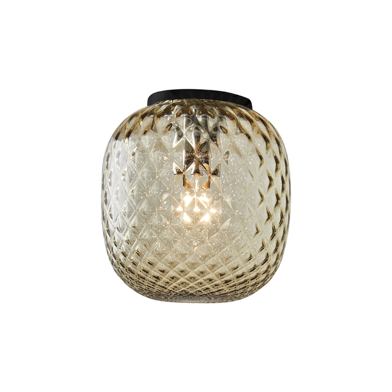 OBAN – PLAFONIERA NERA IN VETRO BALLOTON BRONZO